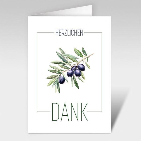 Dankeskarten Olivenzweig "Herzlichen Dank"