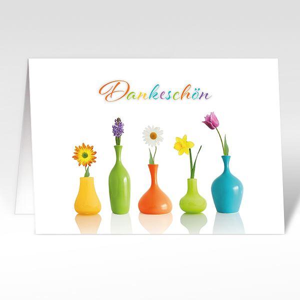 Dankeskarten "Bunte Blumenvasen"