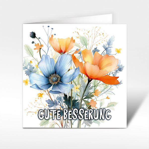 Glückwunschkarten Wildblumen blau-orange