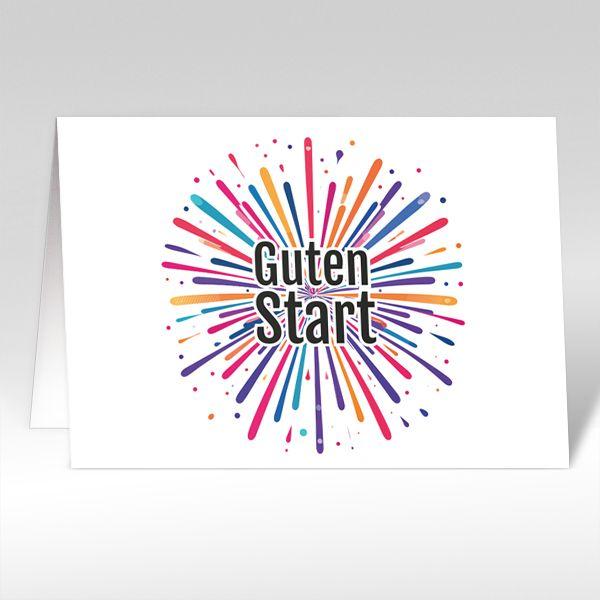 Willkommenskarte "Guten Start" mit Feuerwerk