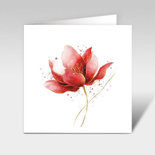 Glückwunschkarte Blume rot goldener Energiefluss