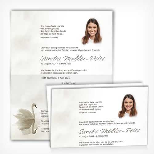 Trauerkarte/Leidzirkular Schwan
