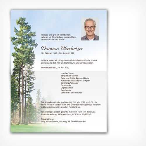 Trauerkarte/Leidzirkular Paradies offen