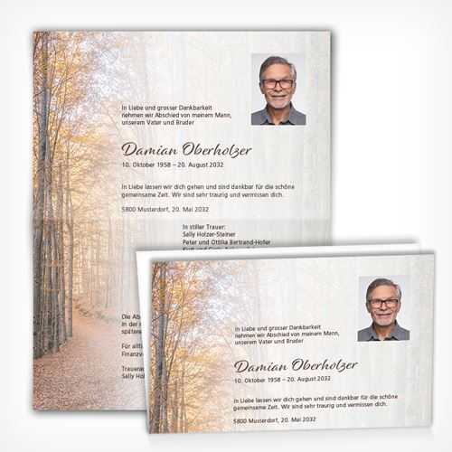 Trauerkarte/Leidzirkular Herbstwald
