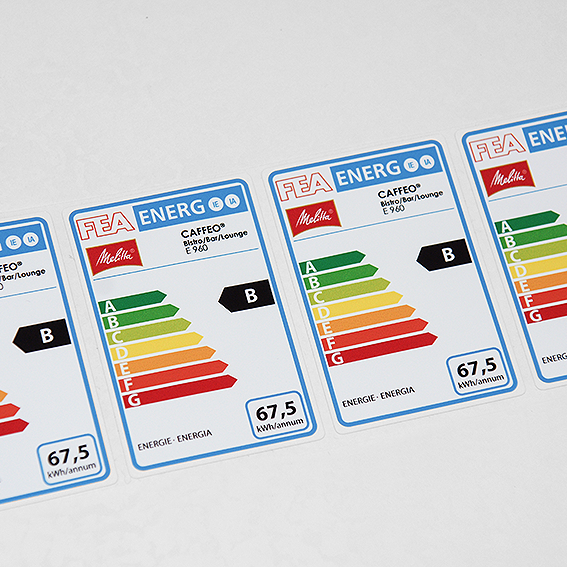Energieetiketten Energieverbrauchskennzeichnung / Effizienzklasse