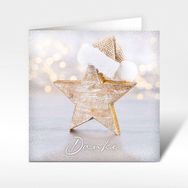 Weihnachtskarten "Goldstern" Danke