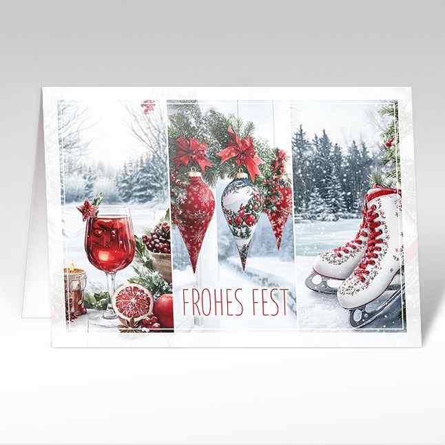 Weihnachtskarte Frohes Fest - Winterliche Vielfalt - Glühwein