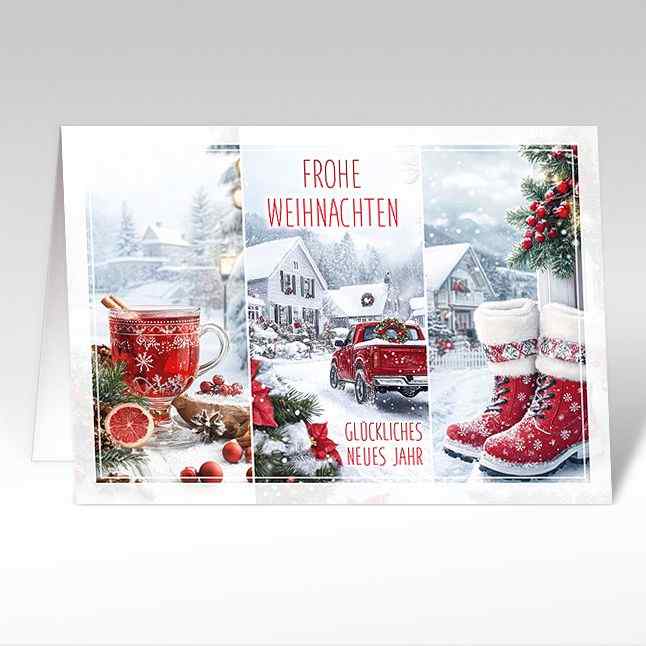Weihnachtskarte "Winterliche Festgrüsse" deutsch
