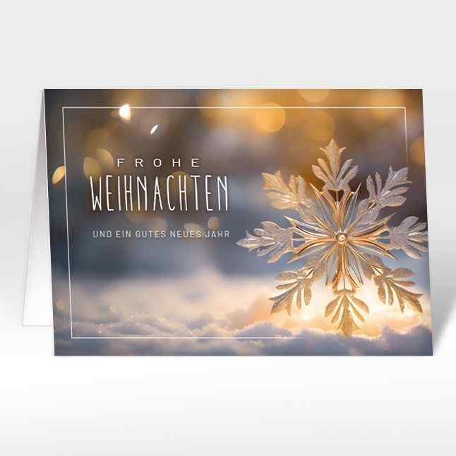 Weihnachtskarte "Goldenfarbige Schneeflocke" A6
