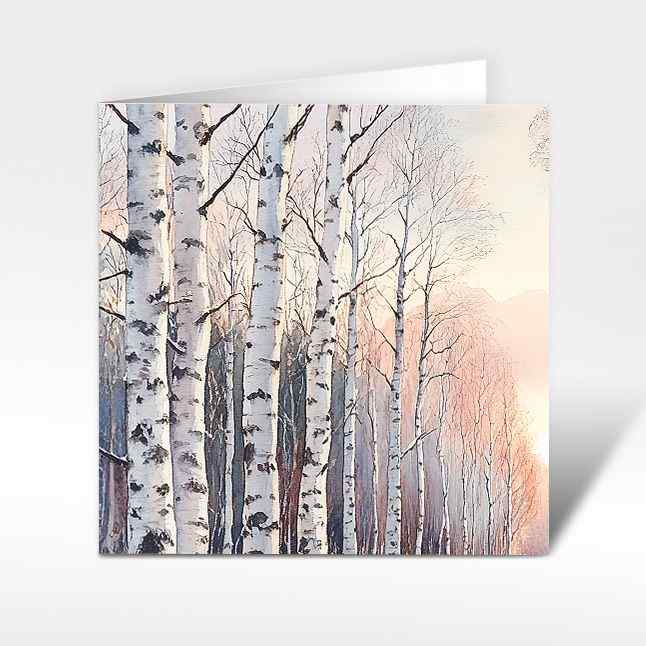 Weihnachtskarten «Birkenwald in Pastelllicht» 12x12